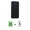 MARSİLYAN™- Redmi 13C Kılıf Eksen Işık - Şeffaf Pasifik Cam Ekran Koruyucu + Raze Metal Kamera Lens - GS
