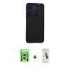 MARSİLYAN™- Redmi 13C Kılıf Eksen Işık - Şeffaf Pasifik Cam Ekran Koruyucu + Raze Metal Kamera Lens - GS