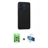 MARSİLYAN™- Redmi 13C Kılıf Eksen Işık - Siyah 3D Antistatik Seramik Nano Ekran Koruyucu + Raze Metal Kamera Lens - GS