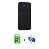MARSİLYAN™- Redmi 13C Kılıf Eksen Işık - Siyah 3D Antistatik Seramik Nano Ekran Koruyucu + Raze Metal Kamera Lens - GS