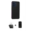 MARSİLYAN™- Redmi 13C Kılıf Eksen Işık - Siyah 6D Antistatik Mat Seramik Hayalet Nano Ekran Koruyucu + Kamera Lens Koruma Cam - SF