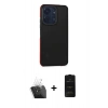 MARSİLYAN™- Redmi 13C Kılıf Eksen Işık - Siyah 6D Antistatik Mat Seramik Hayalet Nano Ekran Koruyucu + Kamera Lens Koruma Cam - SF