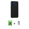 MARSİLYAN™- Redmi 13C Kılıf Eksen Işık - Siyah Joko Magic 5D Cam + Raze Metal Kamera Lens - SH