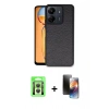 MARSİLYAN™- Redmi 13C Kılıf Kıvılcım Işık Serisi - Siyah 3D Antistatik Mat Seramik Nano Ekran Koruyucu + Raze Metal Kamera Lens - GS