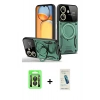 MARSİLYAN™- Redmi 13C Kılıf Kıvılcım Modern Serisi - Şeffaf Pasifik Cam Ekran Koruyucu + Raze Metal Kamera Lens - SH