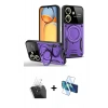 MARSİLYAN™- Redmi 13C Kılıf Kıvılcım Modern Serisi - Siyah 3D Antistatik Cam Ekran Koruyucu + Kamera Lens Koruma Cam - SF