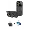 MARSİLYAN™- Redmi 13C Kılıf Kıvılcım Modern Serisi - Siyah 3D Antistatik Cam Ekran Koruyucu + Kamera Lens Koruma Cam - SF