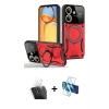 MARSİLYAN™- Redmi 13C Kılıf Kıvılcım Modern Serisi - Siyah 3D Antistatik Cam Ekran Koruyucu + Kamera Lens Koruma Cam - SF