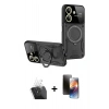 MARSİLYAN™- Redmi 13C Kılıf Kıvılcım Modern Serisi - Siyah 3D Antistatik Mat Seramik Nano Ekran Koruyucu + Kamera Lens Koruma Cam - SF