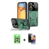 MARSİLYAN™- Redmi 13C Kılıf Kıvılcım Modern Serisi - Siyah 3D Antistatik Mat Seramik Nano Ekran Koruyucu + Raze Metal Kamera Lens - GS