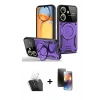 MARSİLYAN™- Redmi 13C Kılıf Kıvılcım Modern Serisi - Siyah 3D Antistatik Mat Seramik Nano Ekran Koruyucu + Kamera Lens Koruma Cam - SF