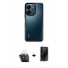 MARSİLYAN™- Redmi 13C Kılıf Nova Işık Serisi - Siyah 3D Antistatik Hayalet Cam Ekran Koruyucu + Kamera Lens Koruma Cam - SF