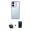 MARSİLYAN™- Redmi 13C Kılıf Nova Işık Serisi - Siyah 3D Antistatik Hayalet Cam Ekran Koruyucu + Kamera Lens Koruma Cam - SF