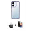 MARSİLYAN™- Redmi 13C Kılıf Nova Işık Serisi - Siyah 3D Antistatik Mat Seramik Nano Ekran Koruyucu + Kamera Lens Koruma Cam - SF
