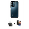 MARSİLYAN™- Redmi 13C Kılıf Nova Işık Serisi - Siyah 3D Antistatik Mat Seramik Nano Ekran Koruyucu + Kamera Lens Koruma Cam - SF