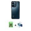 MARSİLYAN™- Redmi 13C Kılıf Nova Işık Serisi - Siyah 3D Antistatik Seramik Nano Ekran Koruyucu + Raze Metal Kamera Lens - SH