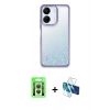 MARSİLYAN™- Redmi 13C Kılıf Nova Işık Serisi - Siyah 3D Antistatik Seramik Nano Ekran Koruyucu + Raze Metal Kamera Lens - GS