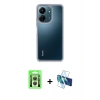 MARSİLYAN™- Redmi 13C Kılıf Nova Işık Serisi - Siyah 3D Antistatik Seramik Nano Ekran Koruyucu + Raze Metal Kamera Lens - GS