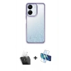 MARSİLYAN™- Redmi 13C Kılıf Nova Işık Serisi - Siyah 3D Antistatik Seramik Nano Ekran Koruyucu + Kamera Lens Koruma Cam - SF