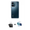 MARSİLYAN™- Redmi 13C Kılıf Nova Işık Serisi - Siyah 3D Antistatik Seramik Nano Ekran Koruyucu + Kamera Lens Koruma Cam - SF