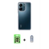 MARSİLYAN™- Redmi 13C Kılıf Nova Işık Serisi - Siyah Joko Magic 5D Cam + Raze Metal Kamera Lens - SH