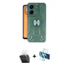 MARSİLYAN™- Redmi 13C Kılıf Nova Yansıma Prime - Siyah 3D Antistatik Cam Ekran Koruyucu + Kamera Lens Koruma Cam - SF