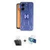 MARSİLYAN™- Redmi 13C Kılıf Nova Yansıma Prime - Siyah 3D Antistatik Cam Ekran Koruyucu + Kamera Lens Koruma Cam - SF