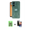 MARSİLYAN™- Redmi 13C Kılıf Nova Yansıma Prime - Siyah 3D Antistatik Mat Seramik Nano Ekran Koruyucu + Raze Metal Kamera Lens - GS