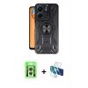 MARSİLYAN™- Redmi 13C Kılıf Nova Yansıma Prime - Siyah 3D Antistatik Seramik Nano Ekran Koruyucu + Raze Metal Kamera Lens - GS