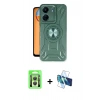 MARSİLYAN™- Redmi 13C Kılıf Nova Yansıma Prime - Siyah 3D Antistatik Seramik Nano Ekran Koruyucu + Raze Metal Kamera Lens - GS
