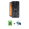 MARSİLYAN™- Redmi 13C Kılıf Nova Yansıma Prime - Siyah 3D Antistatik Seramik Nano Ekran Koruyucu + Raze Metal Kamera Lens - SH