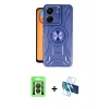 MARSİLYAN™- Redmi 13C Kılıf Nova Yansıma Prime - Siyah 3D Antistatik Seramik Nano Ekran Koruyucu + Raze Metal Kamera Lens - SH