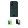 MARSİLYAN™- Redmi 13C Kılıf Vadi Çizgi Prime - Siyah 3D Antistatik Mat Seramik Nano Ekran Koruyucu + Raze Metal Kamera Lens - SH