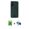 MARSİLYAN™- Redmi 13C Kılıf Vadi Çizgi Prime - Siyah 3D Antistatik Seramik Nano Ekran Koruyucu + Raze Metal Kamera Lens - SH