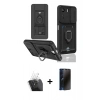 MARSİLYAN™- Redmi 13C Kılıf Vadi Form Prime - Siyah 3D Antistatik Hayalet Cam Ekran Koruyucu + Kamera Lens Koruma Cam - SF