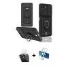 MARSİLYAN™- Redmi 13C Kılıf Vadi Form Prime - Siyah 3D Antistatik Seramik Nano Ekran Koruyucu + Kamera Lens Koruma Cam - SF