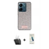 MARSİLYAN™- Redmi 13C Kılıf Vadi Klasik Serisi - Şeffaf Pasifik Cam Ekran Koruyucu + Kamera Lens Koruma Cam - SF