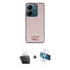 MARSİLYAN™- Redmi 13C Kılıf Vadi Klasik Serisi - Siyah 3D Antistatik Cam Ekran Koruyucu + Kamera Lens Koruma Cam - SF
