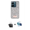 MARSİLYAN™- Redmi 13C Kılıf Vadi Klasik Serisi - Siyah 3D Antistatik Cam Ekran Koruyucu + Kamera Lens Koruma Cam - SF