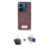 MARSİLYAN™- Redmi 13C Kılıf Vadi Klasik Serisi - Siyah 3D Antistatik Cam Ekran Koruyucu + Kamera Lens Koruma Cam - SF