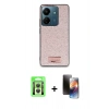 MARSİLYAN™- Redmi 13C Kılıf Vadi Klasik Serisi - Siyah 3D Antistatik Mat Seramik Nano Ekran Koruyucu + Raze Metal Kamera Lens - GS