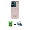 MARSİLYAN™- Redmi 13C Kılıf Vadi Klasik Serisi - Siyah 3D Antistatik Seramik Nano Ekran Koruyucu + Raze Metal Kamera Lens - GS