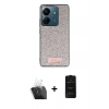 MARSİLYAN™- Redmi 13C Kılıf Vadi Klasik Serisi - Siyah 6D Antistatik Mat Seramik Hayalet Nano Ekran Koruyucu + Kamera Lens Koruma Cam - SF
