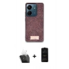MARSİLYAN™- Redmi 13C Kılıf Vadi Klasik Serisi - Siyah 6D Antistatik Mat Seramik Hayalet Nano Ekran Koruyucu + Kamera Lens Koruma Cam - SF