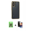 MARSİLYAN™- Redmi 13C Kılıf Vadi Minimal - Siyah 3D Antistatik Mat Seramik Nano Ekran Koruyucu + Raze Metal Kamera Lens - SH