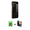 MARSİLYAN™- Redmi 13C Kılıf Yankı Serisi - Siyah 3D Antistatik Mat Seramik Nano Ekran Koruyucu + Raze Metal Kamera Lens - SH