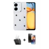 MARSİLYAN™- Redmi 13C Kılıf Yörünge Form - Siyah 3D Antistatik Mat Seramik Nano Ekran Koruyucu + Kamera Lens Koruma Cam - SF