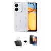 MARSİLYAN™- Redmi 13C Kılıf Yörünge Form - Siyah 3D Antistatik Mat Seramik Nano Ekran Koruyucu + Kamera Lens Koruma Cam - SF