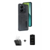 MARSİLYAN™- Redmi 13C Kılıf Yörünge Işık Serisi - Siyah 6D Antistatik Mat Seramik Hayalet Nano Ekran Koruyucu + Kamera Lens Koruma Cam - SF