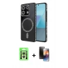 MARSİLYAN™- Redmi 13C Kılıf Zirve Doku Prime - Siyah 3D Antistatik Mat Seramik Nano Ekran Koruyucu + Raze Metal Kamera Lens - GS